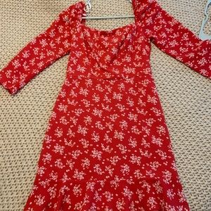 Red dress with white floral